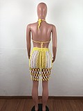 Crochet Knitted Women Bra+Long Tassel Skirts 2 Piece Bikini Set OSM-4072