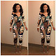 Sexy Women Street Print O-neck Long Sleeve Bodycon Jumpsuit LS-0065
