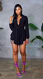 2021 New Long Sleeve Shirt Shorts Solid Color Two Piece Outfits ANDI-0406
