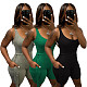 Women Basic Sleeveless Solid Color Rib Knit Stretchy Romper ANDI-0405
