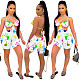 Sexy Colorful Hand Graffiti Print Halter Neck Backless Rompers WSY-5852