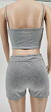 Sexy Solid Elastic Spaghetti Strap Crop Tops Shorts 2 Piece Sets WSY-5858