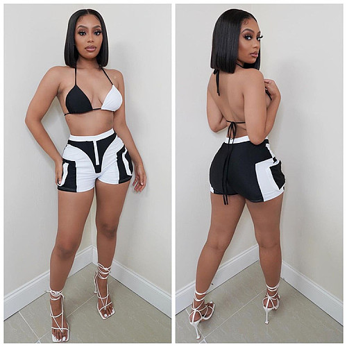Summer Women Patchwork Beachwear Sheath Elastic Shorts WSY-5822