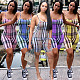 Summer Plaid Print Bodycon Backless Spaghetti Strap Romper AL-024