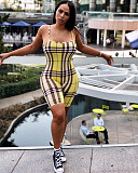 Summer Plaid Print Bodycon Backless Spaghetti Strap Romper AL-024