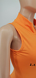 Letter Printed Bodycon Sleeveless Zipper Fitness Romper WSY-5865