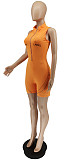 Letter Printed Bodycon Sleeveless Zipper Fitness Romper WSY-5865