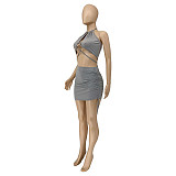Women Sexy Halter Crop Top Bodycon Mini Skirt Two Piece Set MEY-2037
