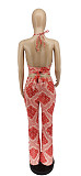 Summer Print Bandage Halter Bra Tops Pants 2 Piece Sets WSY-5820
