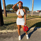 Women Sexy Halter Crop Top Bodycon Mini Skirt Two Piece Set MEY-2037