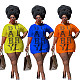Plus Size Letter Print O-neck Short Sleeve T-shirt Mini Dress FOS-8079