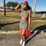 Women Sexy Halter Crop Top Bodycon Mini Skirt Two Piece Set MEY-2037