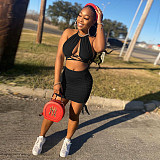 Women Sexy Halter Crop Top Bodycon Mini Skirt Two Piece Set MEY-2037