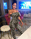 New Arrivals Leopard Printed Women Strapless Skinny Jumpsuits FOS-8050