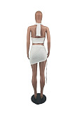 Mini Skirts Criss Cross Halter Crop Top 2 Piece Set FOS-8049