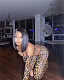 Leopard Off Shoulder Long Sleeve Crop Top Flare Pants 2 Piece Set FOS-8053