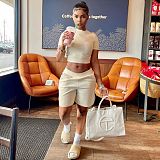 Solid Color Cropped T-shirt Stretch Shorts Two Piece Outfits NIYA-8047