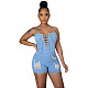 Women Sexy High Quality Sleeveless Spaghetti Straps Bodycon Bandage Summer Denim Romper LX-3001