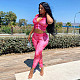 Women Patchwork Zipper Sleeveless Tank Top Crop Top Tight Pencil Pants Fitness Two Piece Set MEY-1020