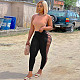 Sexy Women 2021 Summer Full Length Hollow Out High Waist Bodycon Fitness Legging Pants MEY-2031