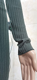 Women Spring Long Sleeve Solid Drawstring Front Rib-Knit Crop Top Leggings Slim Fit Two Piece Set WSY-5802