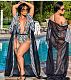 Sexy Swimwear Mesh Patchwork Long Cardigan Top+Sleeveless Bandage Bodysuit Two Piece Bikini Set LSD-8068