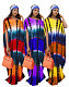 Summer Tie Dye Print Diagonal Callar Short Sleeve Casual Women Pullover Loose Long Dress JR-3610