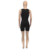 2021 Summer Sexy Rib Knitted Solid Color Deep V Neck Sleeveless Bodycon Women Rompers GLS-8114
