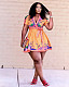 2021 Summer New Women Printed V Neck Short Sleeve Self-Tie Knot Front A Line Wrap Mini Dress JR-3616