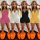 2021 Summer Sexy Rib Knitted Solid Color Deep V Neck Sleeveless Bodycon Women Rompers GLS-8114