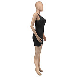 2021 Summer Sexy Rib Knitted Solid Color Deep V Neck Sleeveless Bodycon Women Rompers GLS-8114