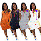 2021 Summer New Splash-Ink Print V-Neck Sleeveless Loose Streetwear Women Plus Size Dress JR-3622