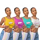 Streetwear Summer New Fashion Letter Print O-neck Sleeveless Slim Fit Women Crop Tops QINCS-5099