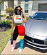 Casual Color Patchwork High Stretch Drawstring Mid Waist Women Bodycon Plus Size Pleated Sweetpants DAI-8248