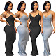 Sexy Solid Color Sleeveless Spaghetti Straps V Neck Bodycon Women Summer Clubwear Party Long Maxi Dress JR-3629