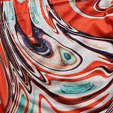 Plus Size Tie Dye One Shoulder Sleeveless Drawstring Ruched Bodycon Party Club Summer Women Dress JLY-19198