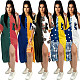 Summer New Style Plus Size Women's Fashion Color Contrast Print Patchwork Single Breasted Buttons Shirt Dress LS-0351