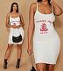 Fashion Women Knitted Sleeveless Letter Pattern Print Bodycon Party Streetwear Mini Dress FNN-8612