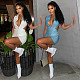 Summer Sexy Streetwear Sleeveless Zipper Turn Down Collar Hollow Out Backless Bodycon Rompers SHIA-6057