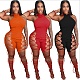 Hot Style Summer Women Solid Color Sleeveless Halter Hollow Out O-Neck Night Club Party Bandage Rompers FNN-8611