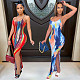 Women Sexy Tie Dye Backless Bodycon Backless High Slit Beach Vacation Maxi Dress BGN-148