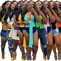 Sexy Women Solid Color Cross Lace Up Knitted Sweater Four Seasons Universal Vest Sleeveless Tank Tops ZS-0103