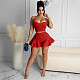 Fashion Solid Color Spaghetti Straps Crop Top Ruffles Shorts Summer Women Night Club Two Piece Set TK-6181