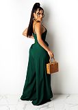 2021 Summer Hot Style Women Elegant Solid Color Deep V Neck Wide Leg Split Spaghetti Strap Bandage Jumpsuit ANDI-0508