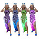2021 New Summer Sexy Backless Bohemian Print Sleeveless Side Split High Waist Skinny Party Long Dress MEM-88366