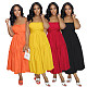Women 2021 Elegant Summer Backless Bandage Solid Color Sleeveless A-Line Sling Long Cake Dress AIL-161
