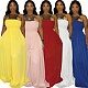 Solid Color One Piece Women's Clothing Sexy Sleeveless Chest Wrap Personality Pleated High Waist Loose Jumpsuit FNN-8615