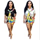 Fashion Pattern Print Patchwork Short Sleeve Turn Down Collar Shirt Crop Top Shorts Women Summer 2 Piece Outfits ZS-0390