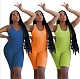 Fashion Summer Women's Sexy Solid Color Pineapple Cloth Sleeveless O Neck Backless Bodycon Rompers BNY-7186