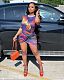 Tie Dye Sets Women O Neck Short Sleeve Tops Ruched Bodycon Skirts Women Fashion Clubwear Two Piece Set BER-8080